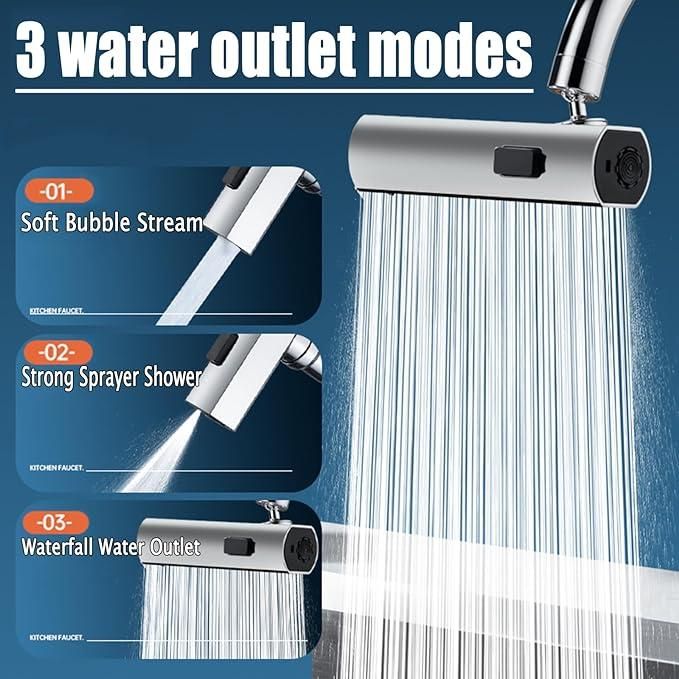 3 Modes. 360° Rotation. 1 Powerful Faucet